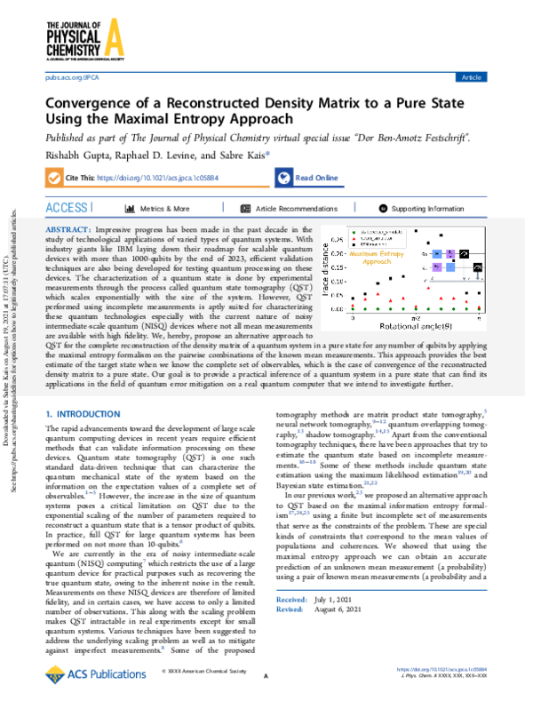 (PDF) Convergence of a Reconstructed Density Matrix to a Pure State ...