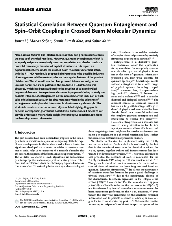 (PDF) Statistical Correlation Between Quantum Entanglement and Spin ...