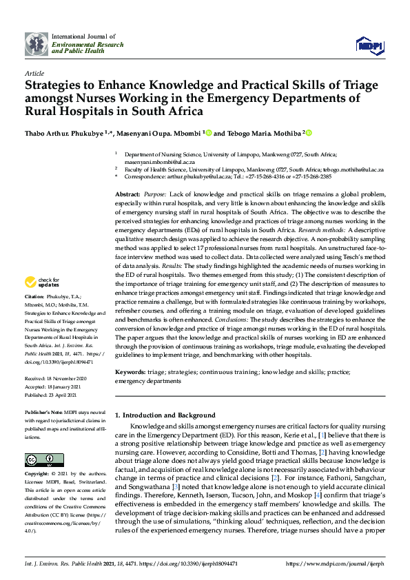 (PDF) Strategies to Enhance Knowledge and Practical Skills of Triage ...