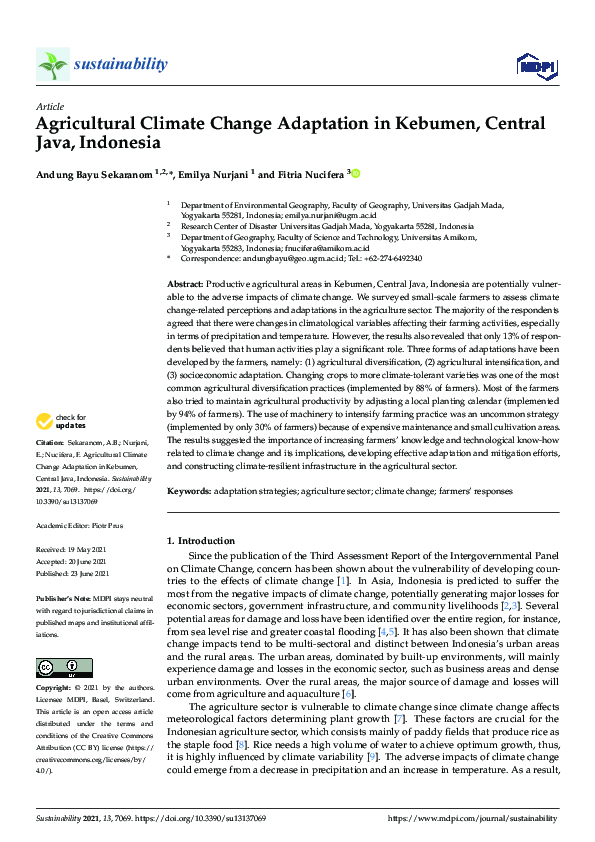 (PDF) Agricultural Climate Change Adaptation in Kebumen, Central Java ...
