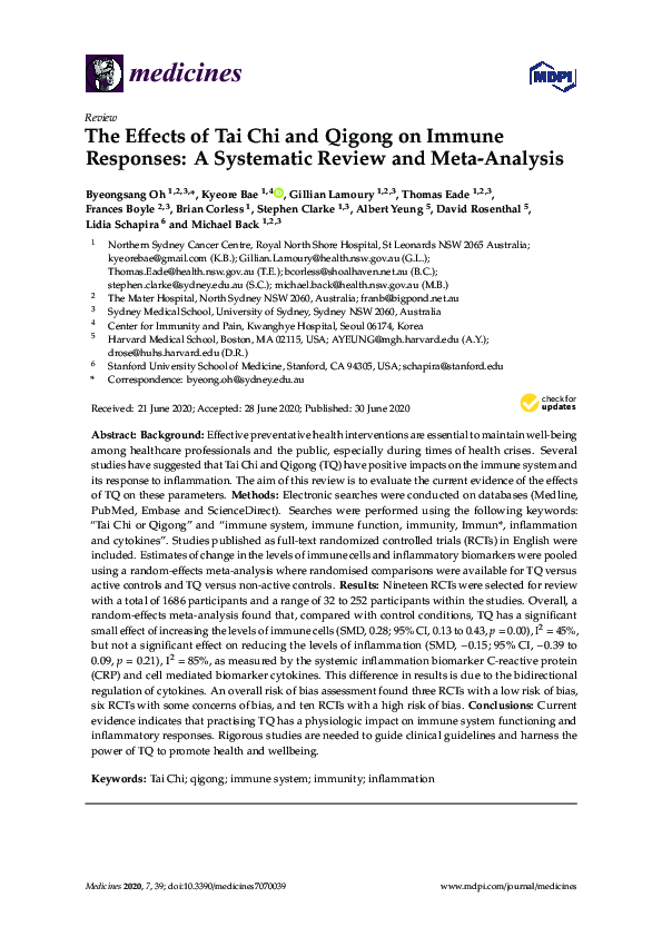 (PDF) The Effects of Tai Chi and Qigong on Immune Responses: A ...