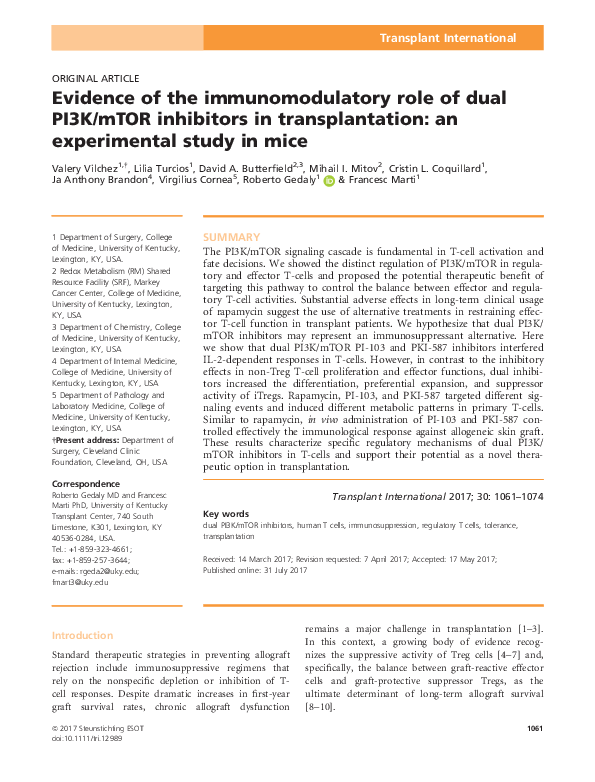 (PDF) Evidence of the immunomodulatory role of dual PI3K/mTOR ...