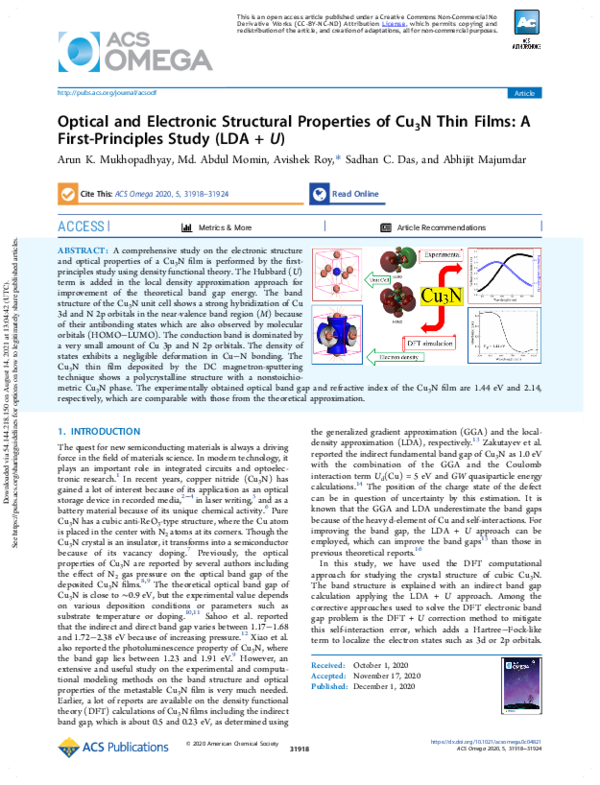 (PDF) Optical and Electronic Structural Properties of Cu3N Thin Films ...
