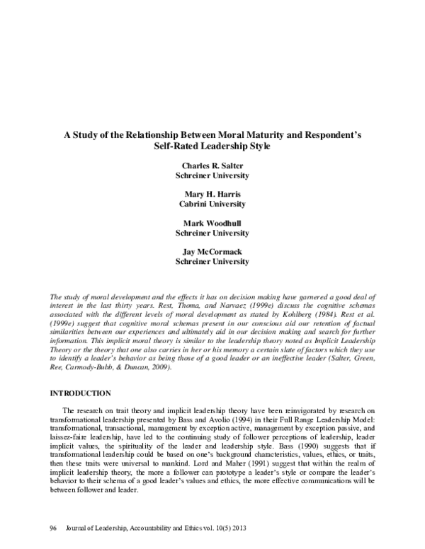 (PDF) A Study of the Relationship Between Moral Maturity and Respondent ...