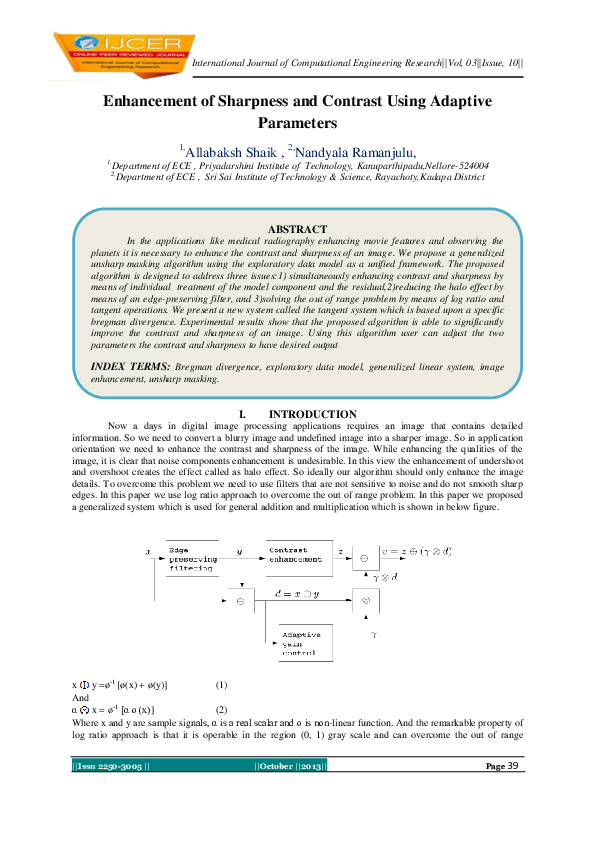 (PDF) Enhancement of Sharpness and Contrast Using Adaptive Parameters