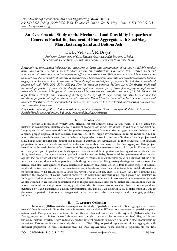 (PDF) An Experimental Study on Mechanical and Durability Properties of ...
