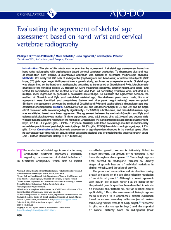 (PDF) Evaluating the agreement of skeletal age assessment based on hand ...