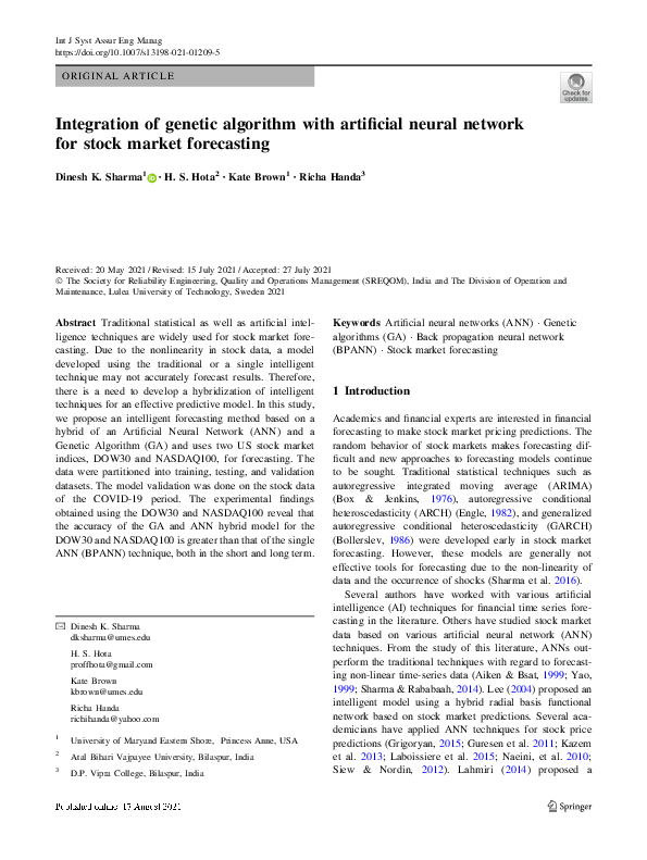 (PDF) Integration of genetic algorithm with artificial neural network ...