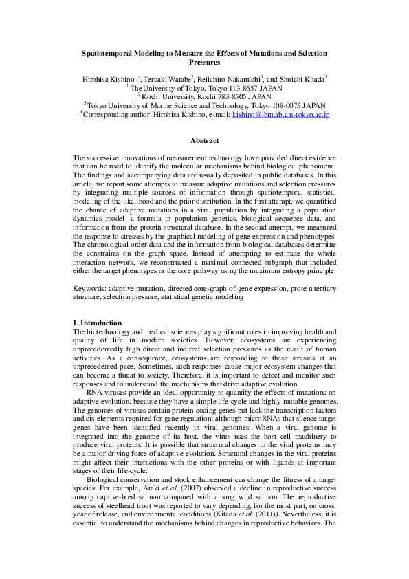 (PDF) Spatiotemporal Modeling to Measure the Effects of Mutations and ...