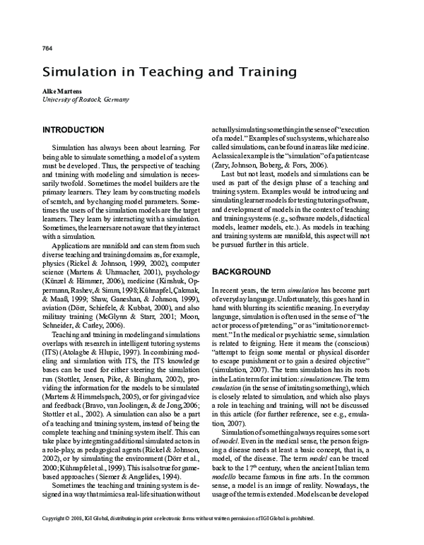 (PDF) Simulation in Teaching and Training