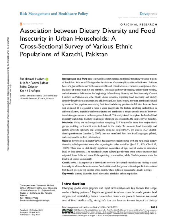 (PDF) Association between Dietary Diversity and Food Insecurity in ...
