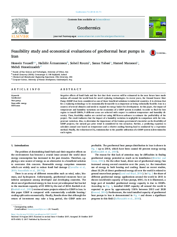 (PDF) Feasibility study and economical evaluations of geothermal heat ...