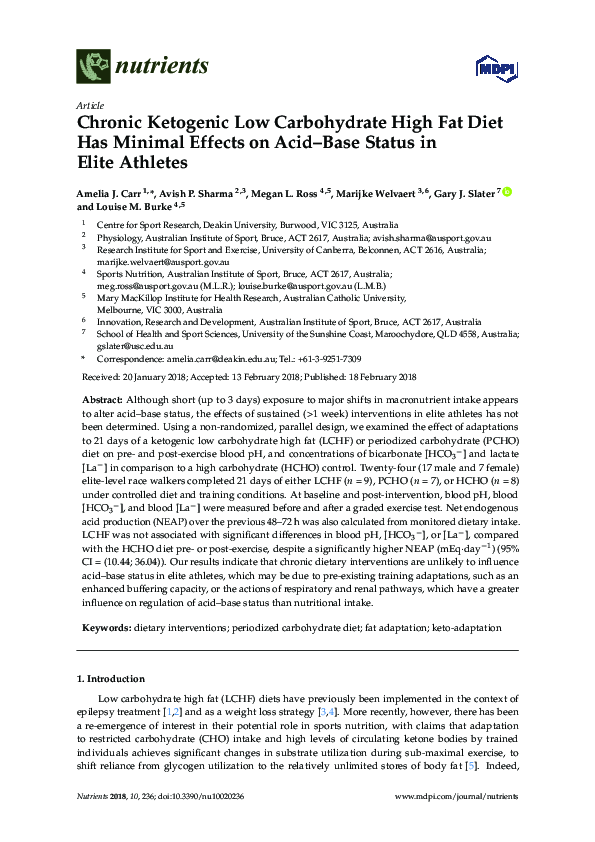(PDF) Chronic Ketogenic Low Carbohydrate High Fat Diet Has Minimal ...