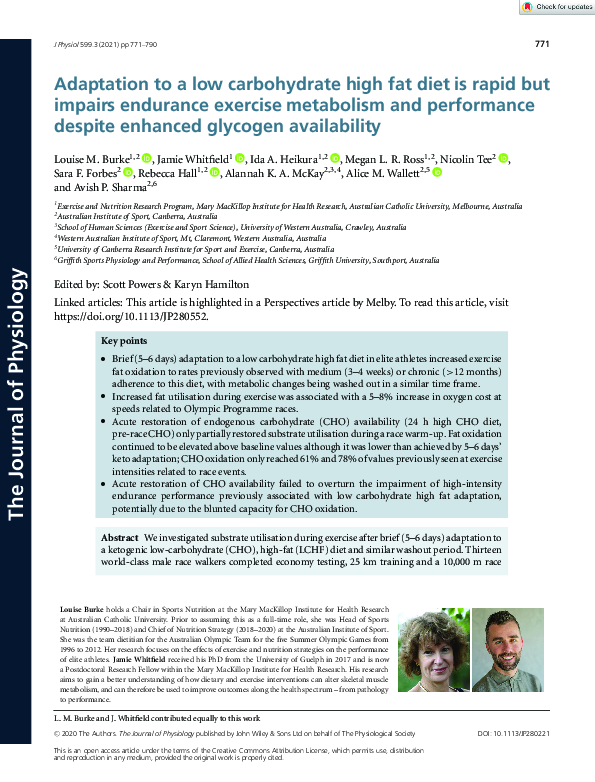 (PDF) Adaptation to a low carbohydrate high fat diet is rapid but ...