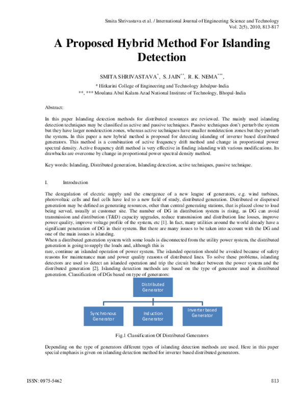 (PDF) A Proposed Hybrid Method For Islanding Detection