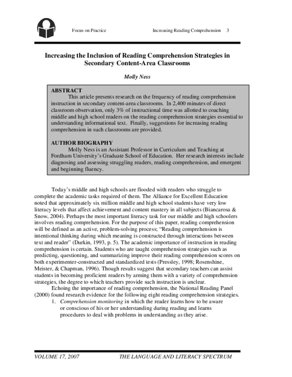 (PDF) Increasing the Inclusion of Reading Comprehension Strategies in ...
