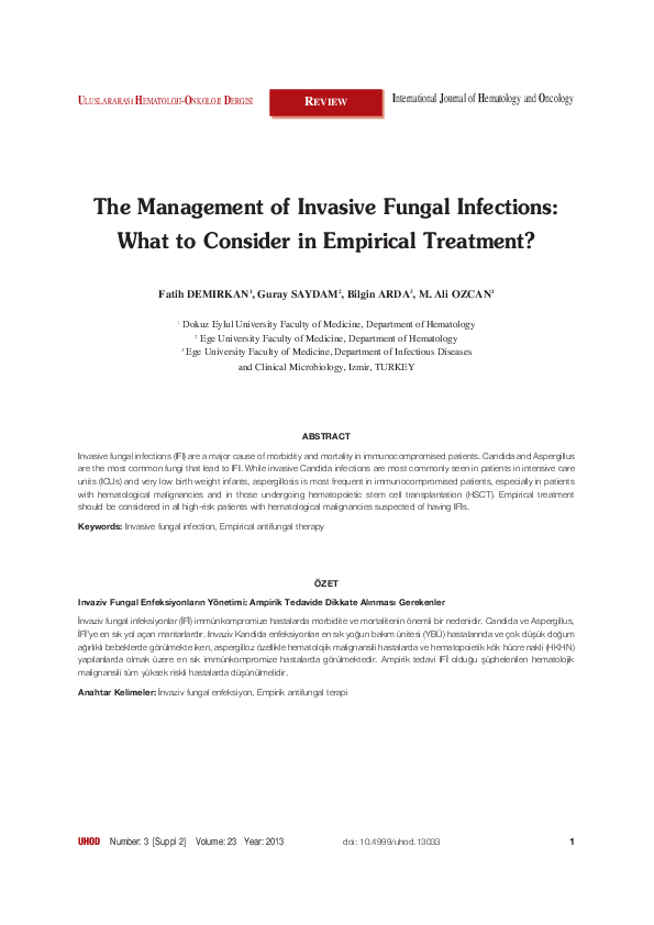 (PDF) The Management of Invasive Fungal Infections: What to Consider in ...