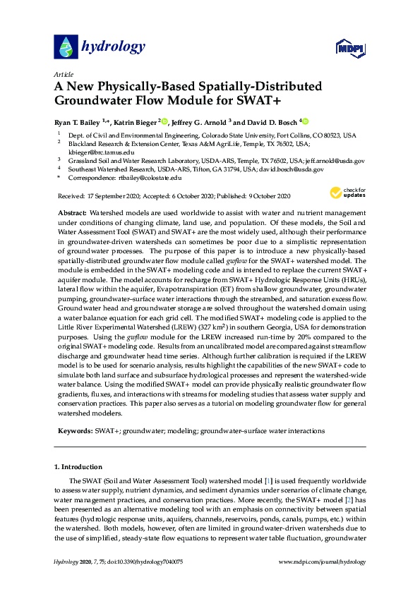 (PDF) A New Physically-Based Spatially-Distributed Groundwater Flow ...