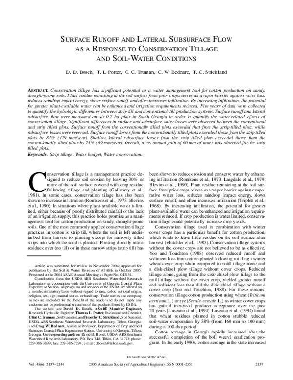 (PDF) Surface runoff and lateral subsurface flow as a response to ...