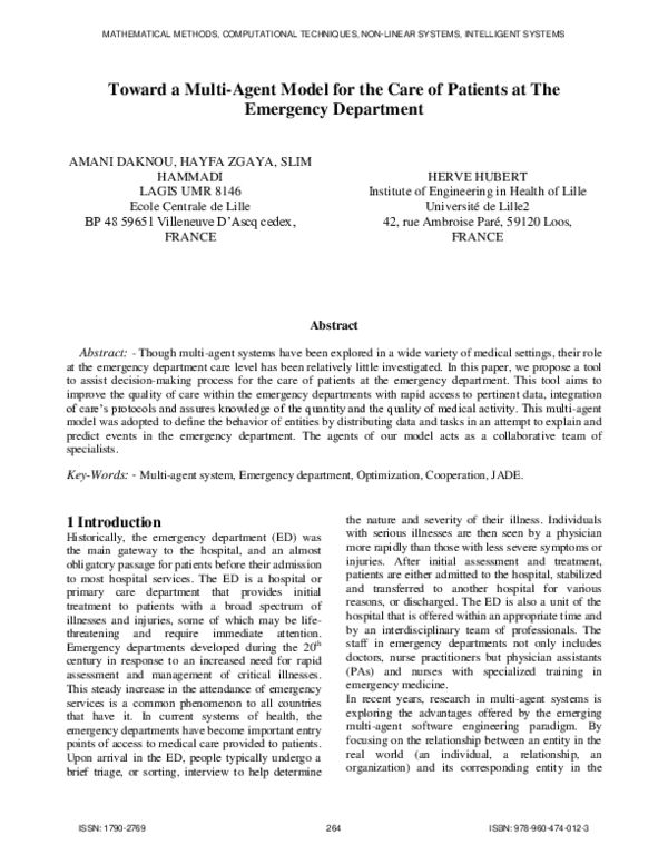 (PDF) Toward a multi-agent model for the care of patients at the ...