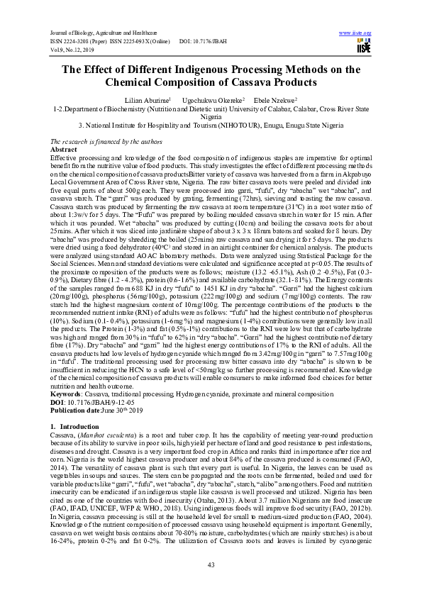 (PDF) The Effect of Different Indigenous Processing Methods on the ...