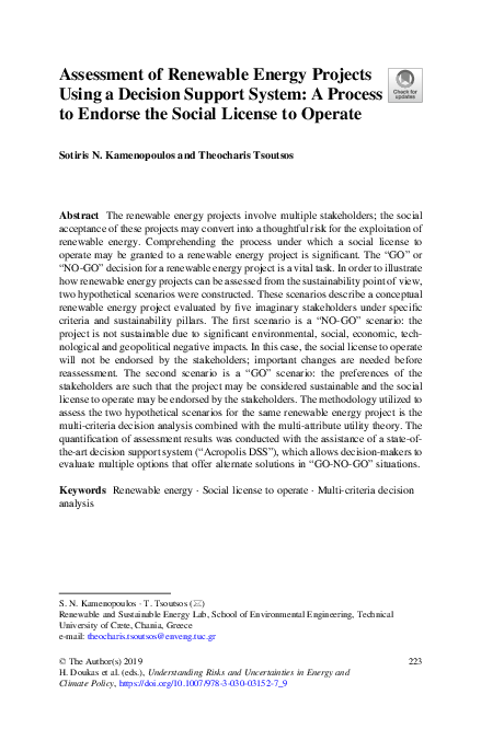 (PDF) Assessment of Renewable Energy Projects Using a Decision Support ...