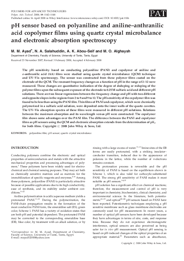 (PDF) pH sensor based on polyaniline and aniline-anthranilic acid ...