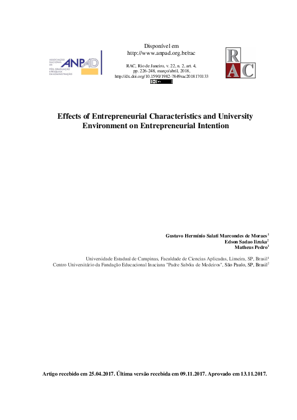 (PDF) Effects of Entrepreneurial Characteristics and University ...