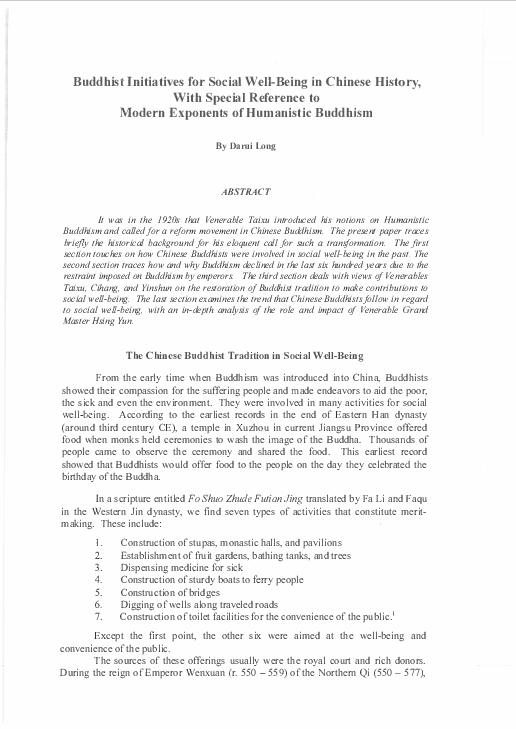 (PDF) Buddhist Initiatives for Social Well-Being in Chinese History ...