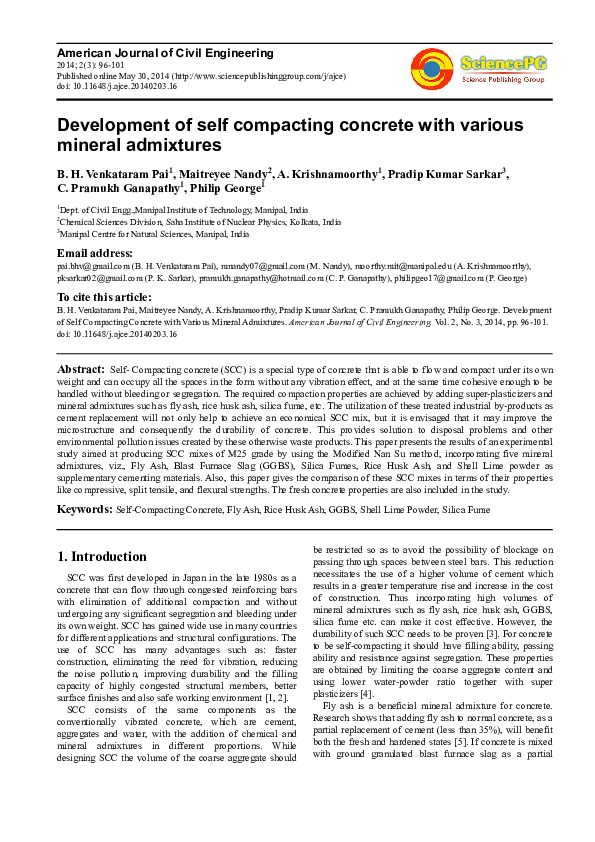 (PDF) Development of Self Compacting Concrete with Various Mineral ...