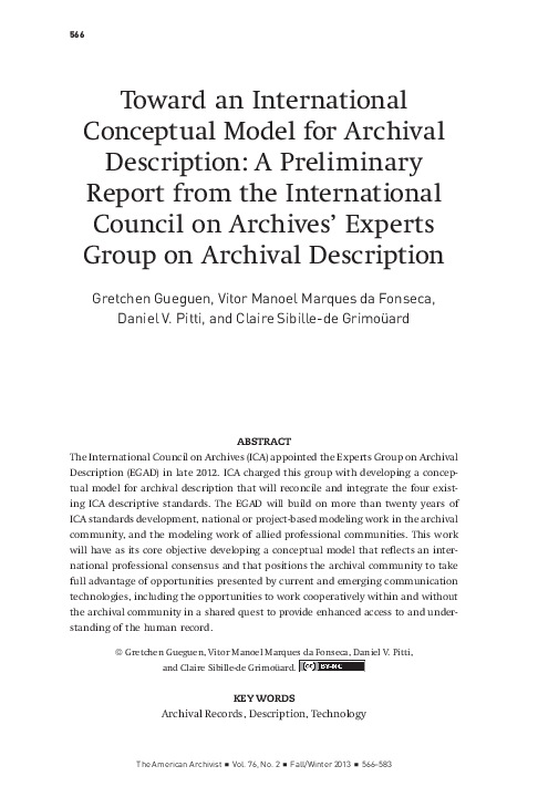 (PDF) Toward an International Conceptual Model for Archival Description ...