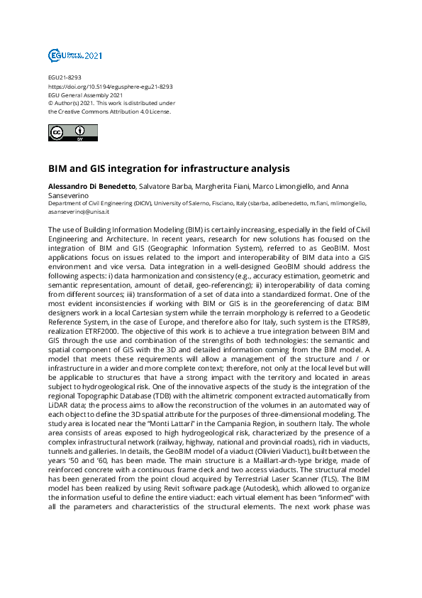 (PDF) BIM and GIS integration for infrastructure analysis