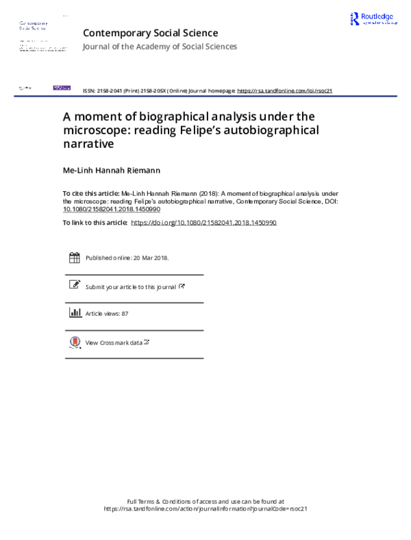 (PDF) A moment of biographical analysis under the microscope: reading ...