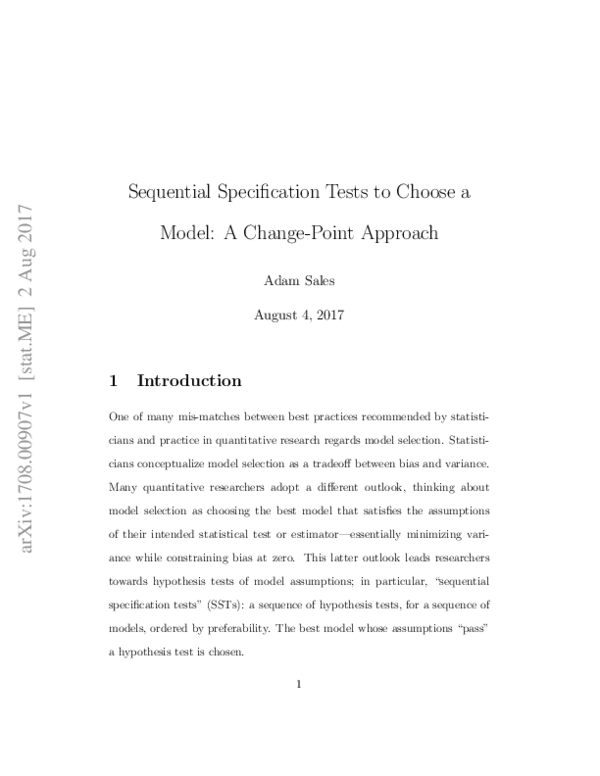 (PDF) Sequential Specification Tests to Choose a Model: A Change-Point ...