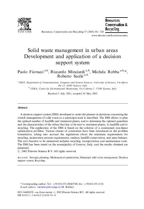 (PDF) Solid waste management in urban areas