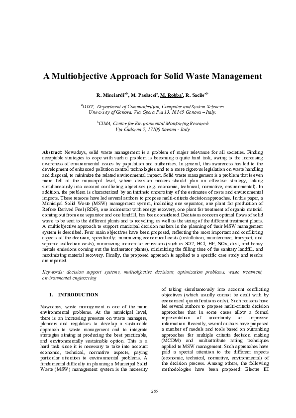 (PDF) A multi-objective approach for solid waste management