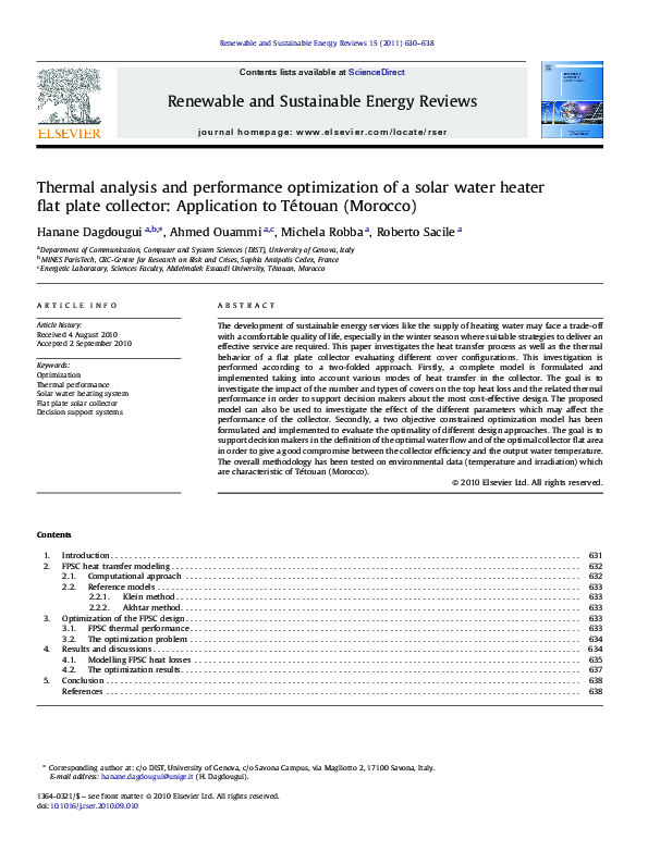 (PDF) Thermal analysis and performance optimization of a solar hot ...