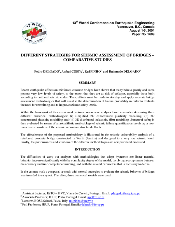 (PDF) Different Strategies for Seismic Assessment of Bridges ...