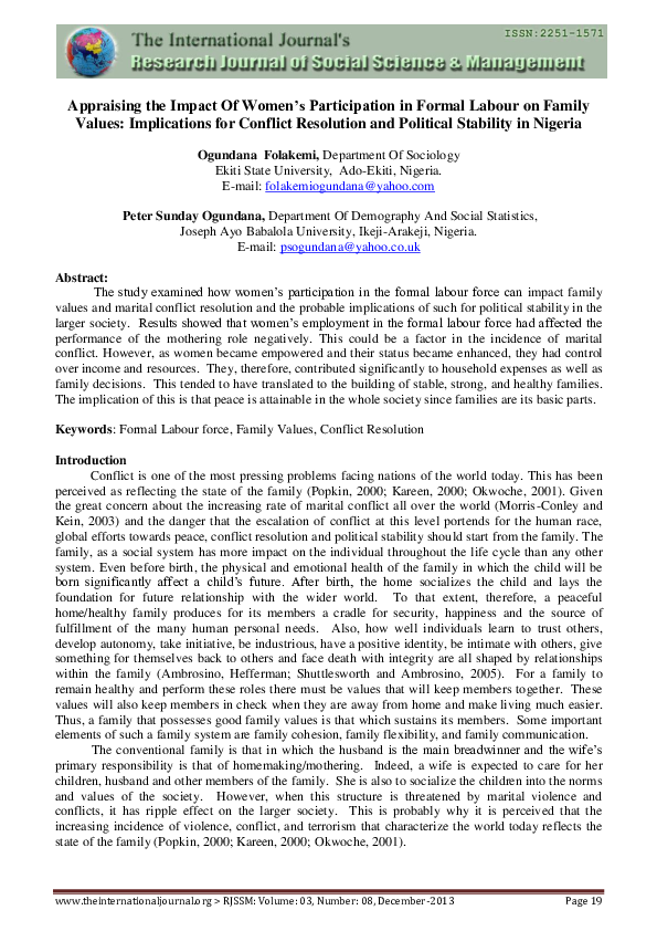(PDF) Appraising the Impact of Women's Participation in Formal Labour ...