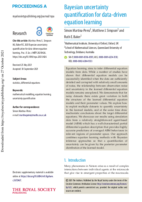 (PDF) Bayesian uncertainty quantification for data-driven equation learning