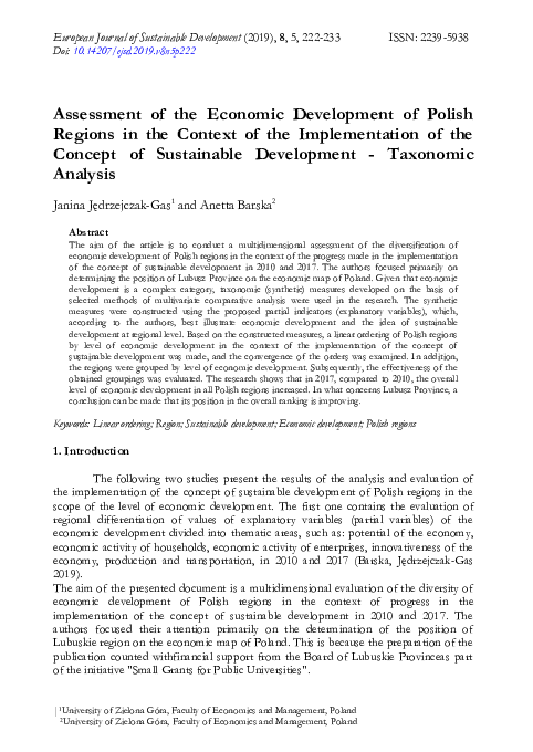 (PDF) Assessment of the Economic Development of Polish Regions in the ...