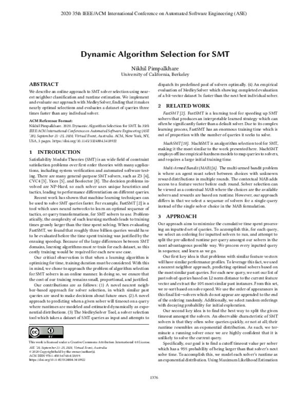 (PDF) Dynamic algorithm selection for SMT