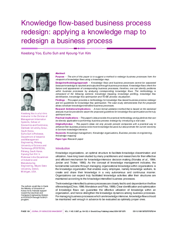 (PDF) Knowledge flow‐based business process redesign: applying a ...