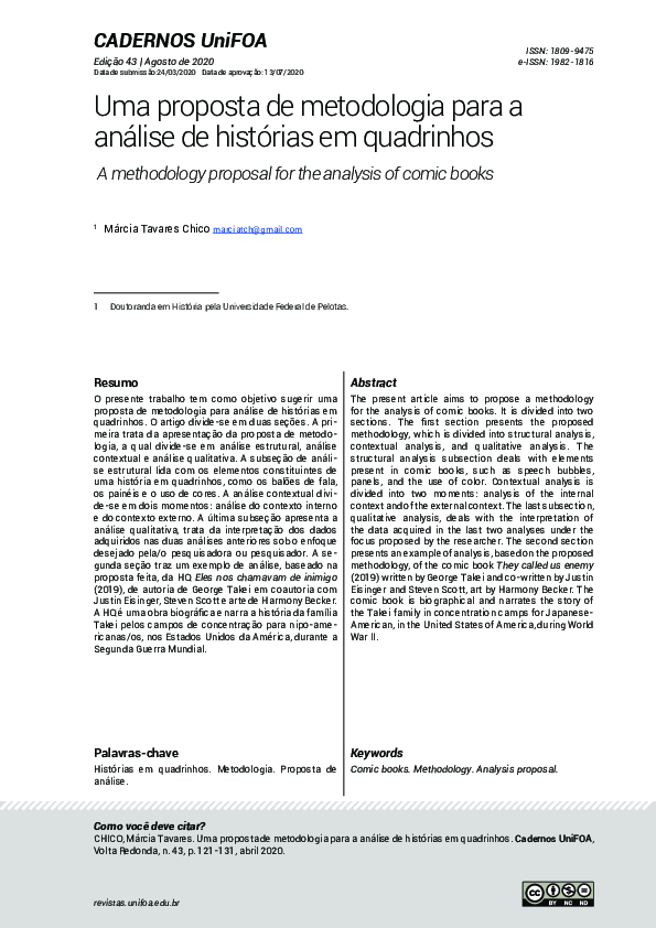 (PDF) Uma proposta de metodologia para a análise de histórias em quadrinhos