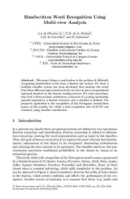 (PDF) Handwritten Word Recognition Using Multi-view Analysis
