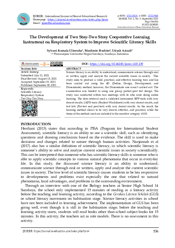 (PDF) The Development of Two Stay-Two Stray Cooperative Learning ...