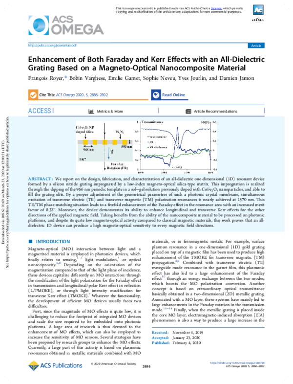 (PDF) Enhancement of Both Faraday and Kerr Effects with an All ...