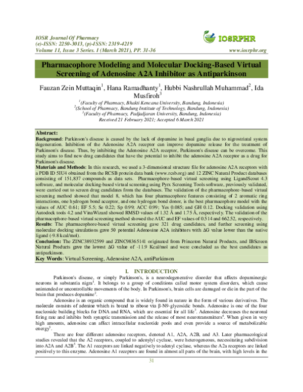 (PDF) Pharmacophore Modeling and Molecular Docking-Based Virtual ...