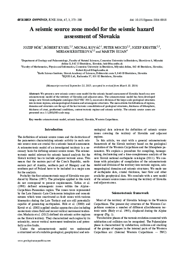 (PDF) A seismic source zone model for the seismic hazard assessment of ...