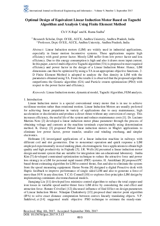 (PDF) Optimal Design of Equivalent Linear Induction Motor Based on ...